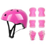 Kit seguridad niños casco/rod/cod/muñ rosa