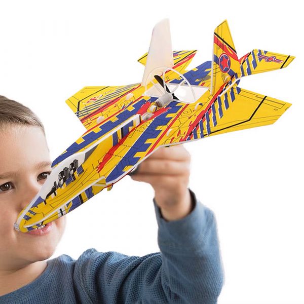 Avion planeador armable con motor -  amarillo