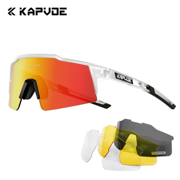 Lentes polarizados marco blanco transp mica roja