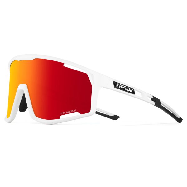 Lentes polarizados marco blanco mica roja