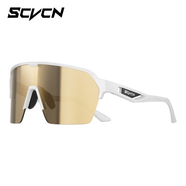 Lentes de sol marco blanco mica dorada