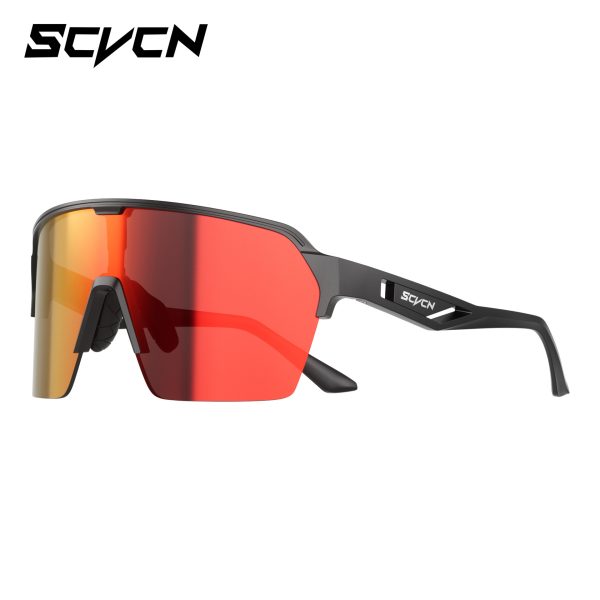 Lentes de sol marco negro mica roja