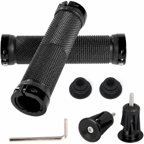 Puño de goma negro c/lock on con topes de aluminio